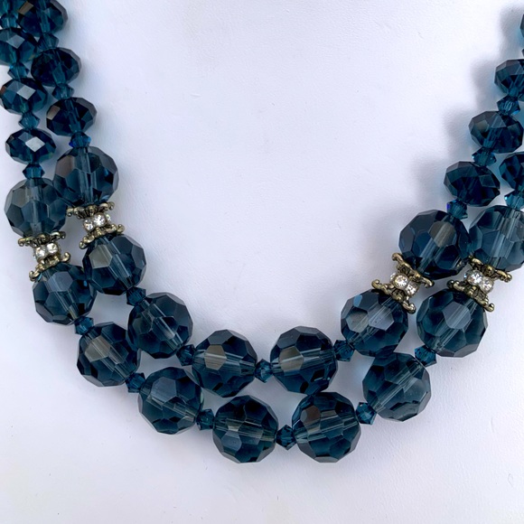 Navy Crystal Retro Necklace - Picture 3 of 8